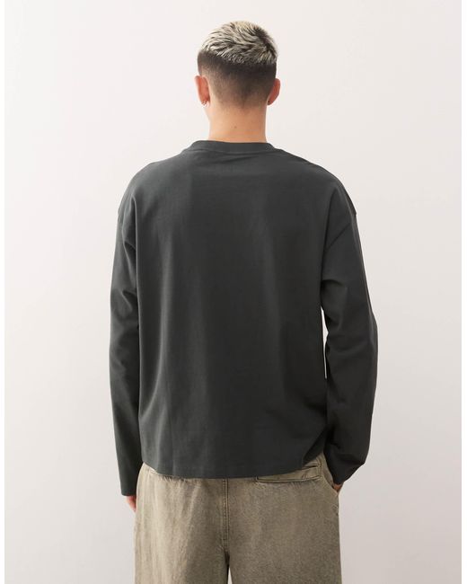 Weekday – kastiges, langärmliges t-shirt in Black für Herren