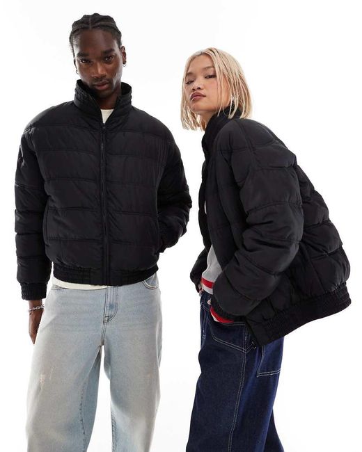 Reclaimed (vintage) Blue Unisex Zip Through Puffer Jacket