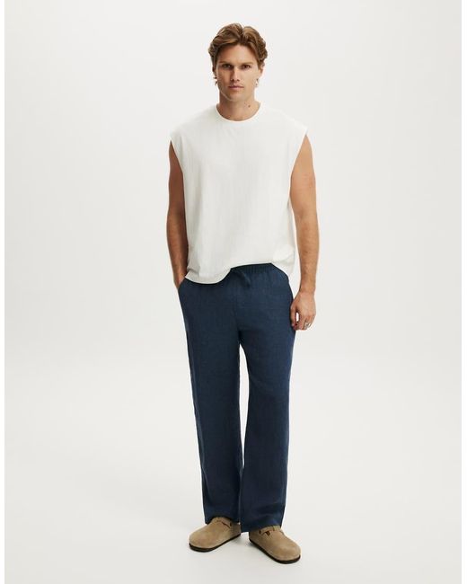 Cotton On Blue Baggy Linen Pant for men