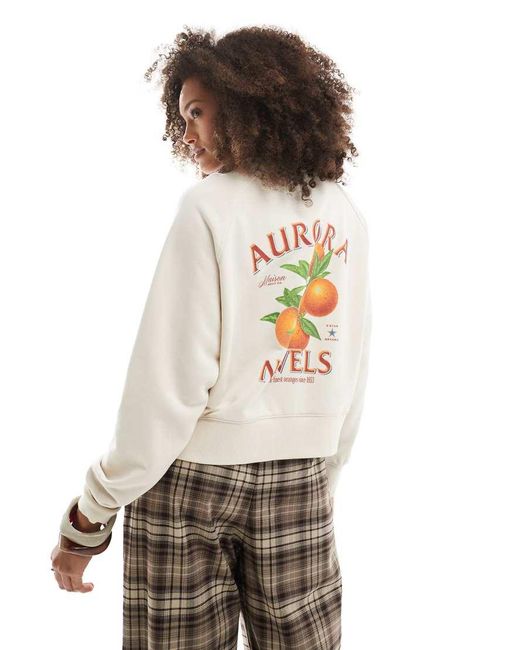 Cotton On White Cotton On Orange Fruit Graphic Crew Neck Sweater