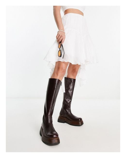 Free People White Rhodes Tall Leather Boots