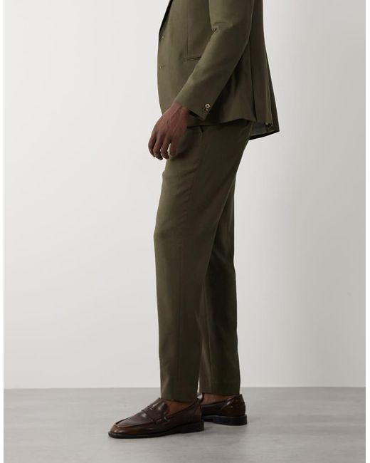 River Island Green Linen Blend Suit Trousers for men