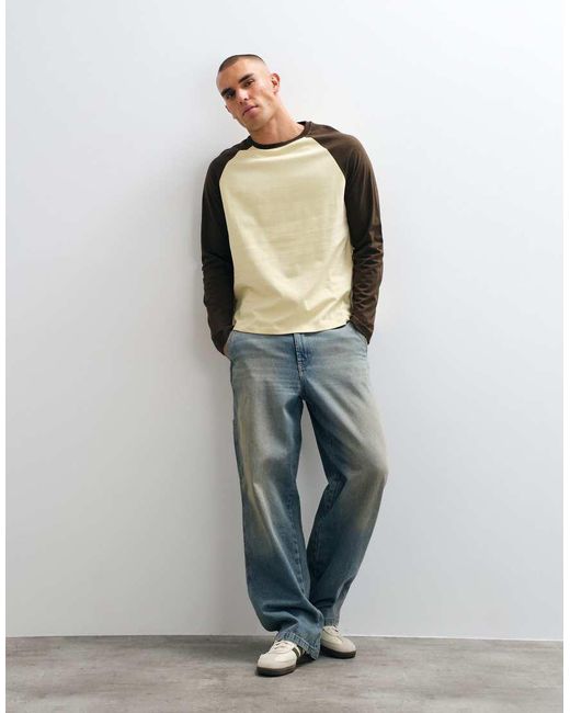 ASOS Yellow Relaxed Longsleeve Raglan T-Shirt for men