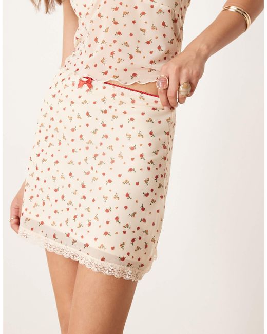 ASOS Natural Mini Skirt With Lace Trim