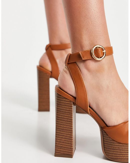 ASOS Neptune - Sandalen Met Hoge Hak En Plateauzool in het Bruin - Lyst