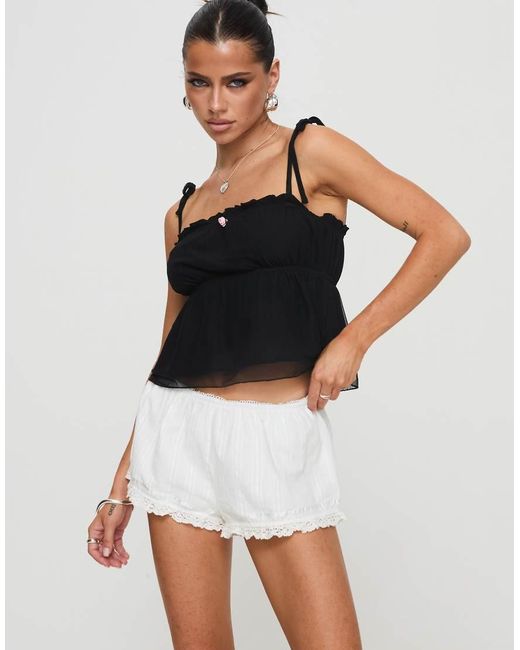 Princess Polly White Rhubarb Cotton Rich Frill Lace Edge Micro Shorts