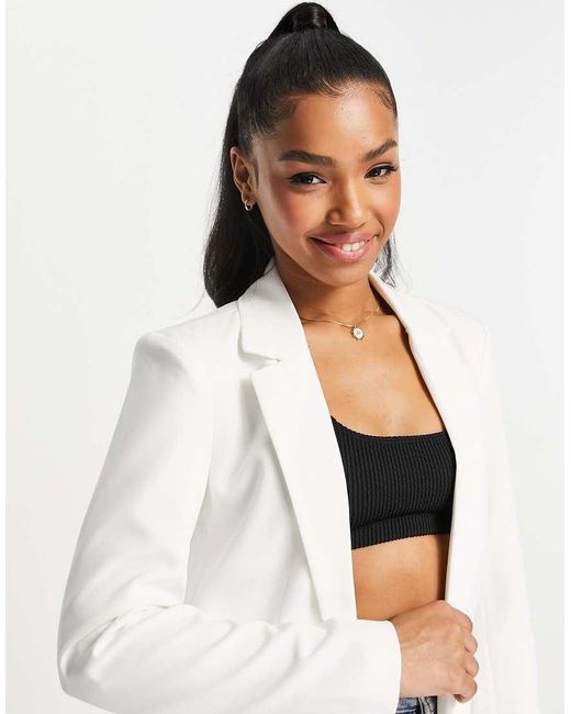 Pieces White Tailored Oversized Blazer