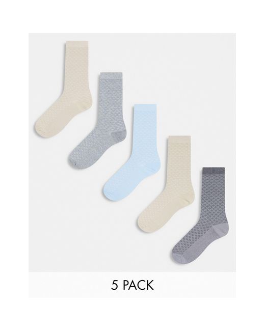 River Island White 5 Pack Smart Socks for men