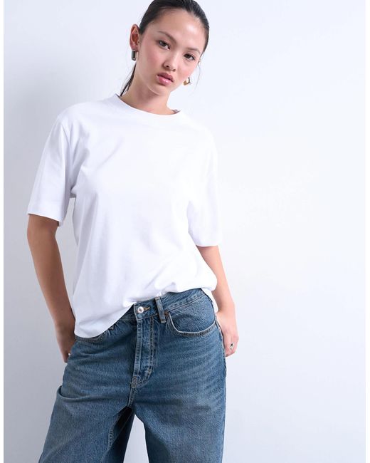 TOPSHOP White Premium Basic Short Sleeve Tee