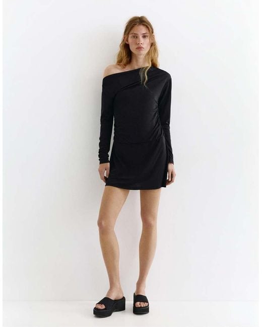 Pull&Bear Black Short Asymmetric Dress