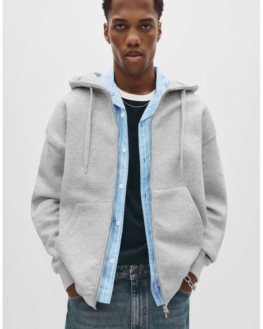Pull&Bear – basic-kapuzenjacke in Blue für Herren