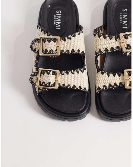 SIMMI Black Simmi London Faron Crochet Double Buckle Sandals