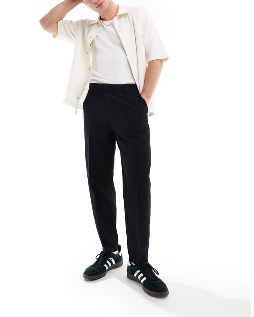 ASOS Black Smart Oversized Tapered Fit Trousers for men