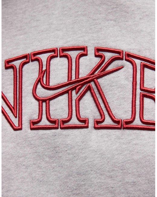 Nike Gray Studio Fleece Mid-weight Varsity Graphic Oversized Hoodie