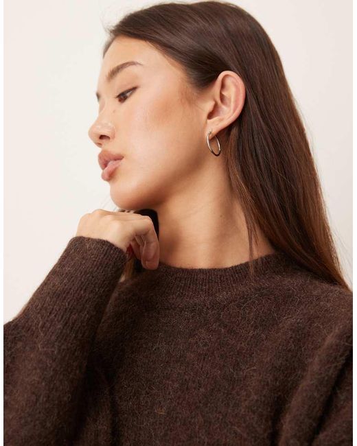 ASOS Brown Premium Wool And Alpaca Oversized Crew Neck Jumper