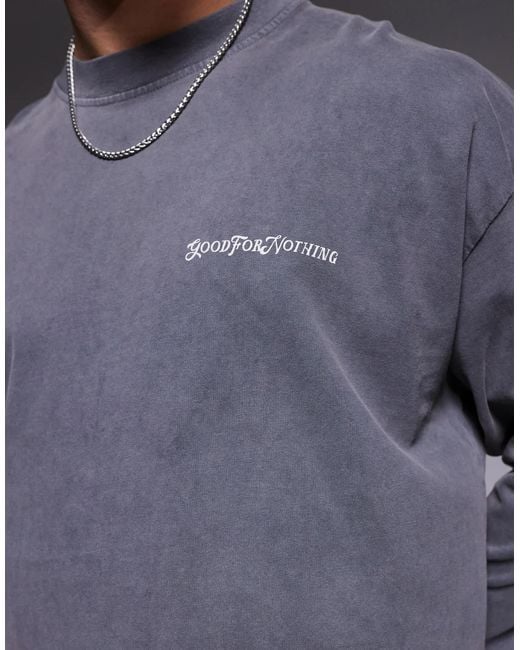 Good For Nothing Gray Logo Long Sleeve T-shirt for men