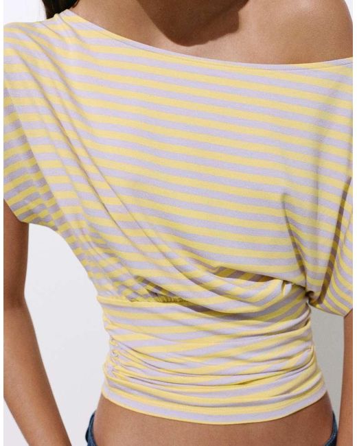 Pull&Bear Natural Gathered Asymmetric Top