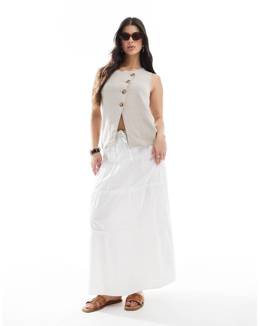 ASOS White Linen Look Asymmetric Button Front Waistcoat