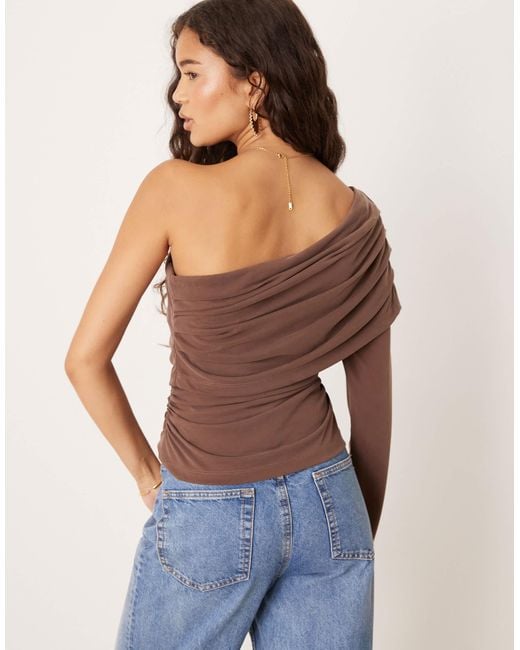 ASOS Blue Draped Asymmetric One Shoulder Top