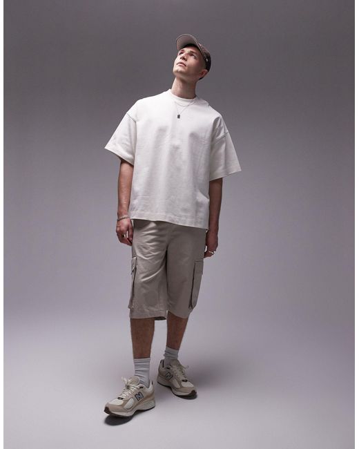 Camiseta color extragrande con sisas caídas Topman de hombre de color Gray