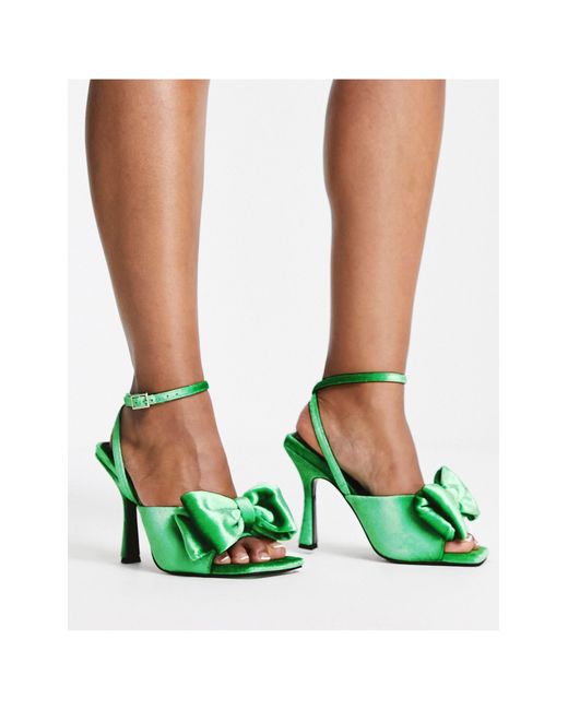 Walker - sandales à talon pointure large avec nœud ASOS en coloris Green