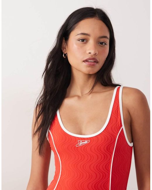 Speedo Red Jetstream Texture Bound Scoop Swimsuit