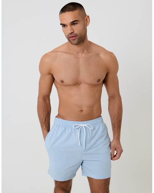 Threadbare Blue 2-Pack Stripe Seersucker Swim Shorts for men