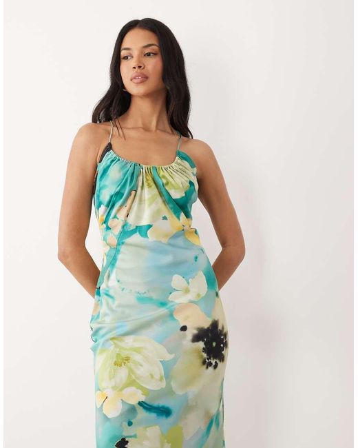 ASOS Green Scoop Neck Bias Cut Midaxi Dress