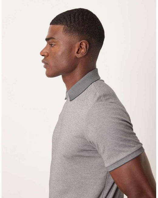 SELECTED Gray Zip Polo Shirt for men