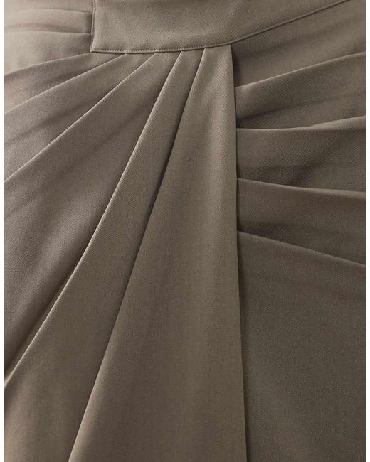 ARRANGE Brown Curve Draped Tailored Maxi Skirt