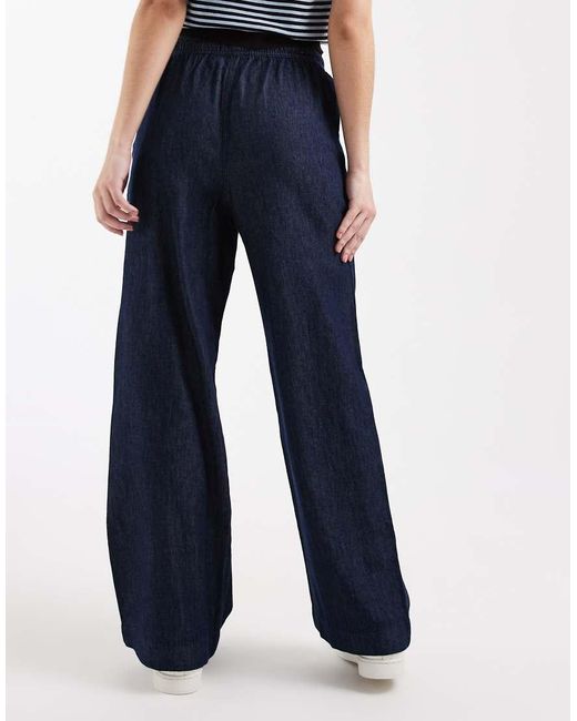 New Look Blue Wide Leg Chambray Denim Trousers