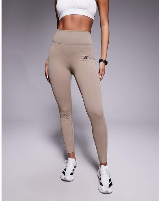 Adidas Originals Gray Adidas Training Optime 7/8 Rib Leggings