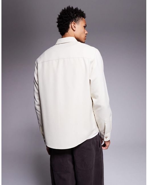 ASOS Gray Flannel Overshirt With Patch Pockets for men