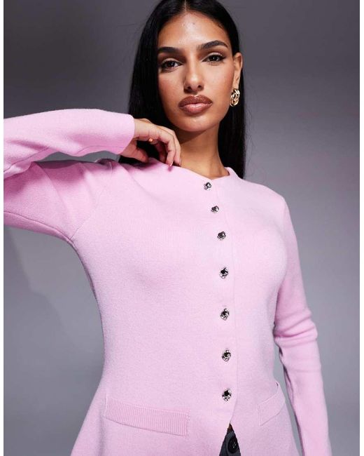 River Island Pink Knitted Longline Cardigan
