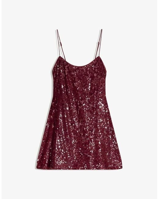 Bershka Red Sequinned Strappy Dress