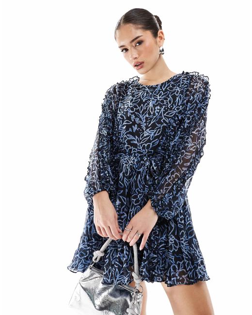 French Connection Blue – anna – plissiertes minikleid aus chiffon