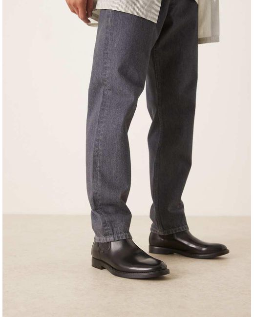 Mango Black Leather Chelsea Boot for men