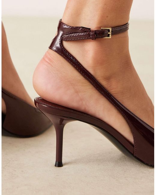 Mango Natural Faux Leather Ankle Tie Pointed Heeled Slingback
