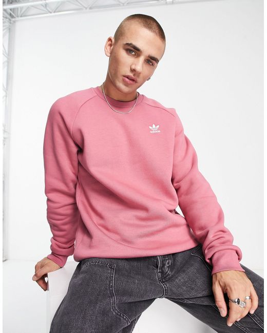 adidas Originals – essentials – sweatshirt mit dreiblatt-logo in Pink für  Herren | Lyst DE