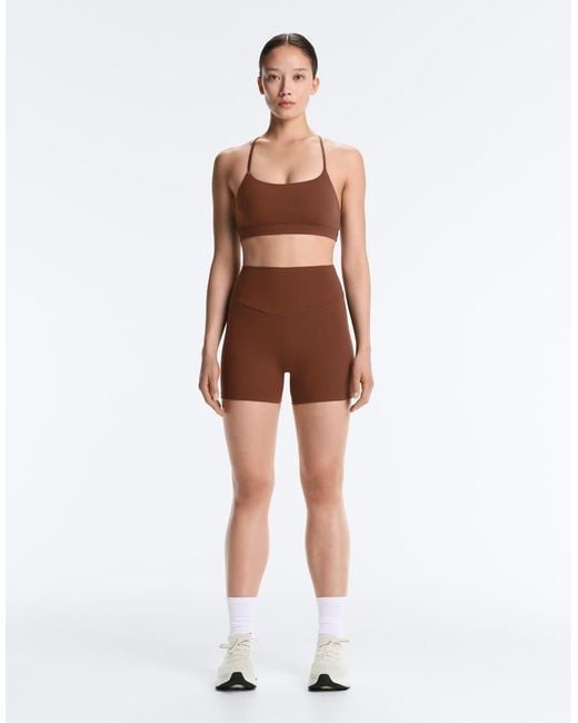 Oysho Brown Comfortlux High-rise 10cm Hot Pants