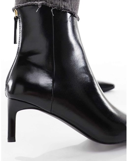 London Rebel Black Ellie Kitten Heel Mid Ankle Boots