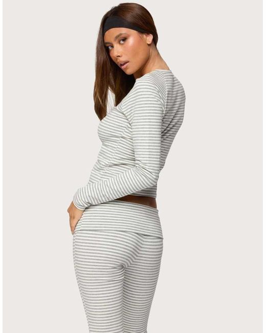 Edikted Gray Kaeli Stripey Long Sleeve T Shirt