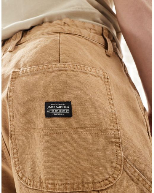 Jack & Jones Natural baggy Carpenter Fit Denim Shorts for men