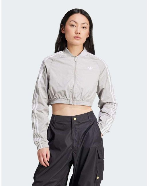 Adidas Originals Gray Adicolor Teamgeist Cropped Track Top