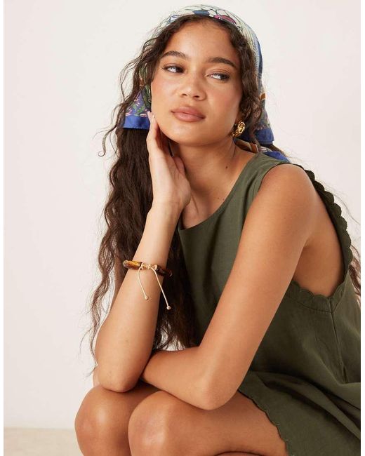Vila Green Scallop Edge Cotton Mini Dress