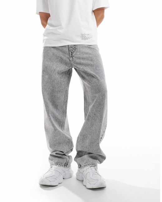 Vaqueros De Corte Suelto Holgado Con Lavado Gris Galaxy De Weekday de hombre de color Gray
