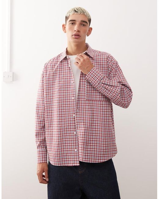 Reclaimed Vintage Pink Long Sleeve Boxy Crop Shirt for men