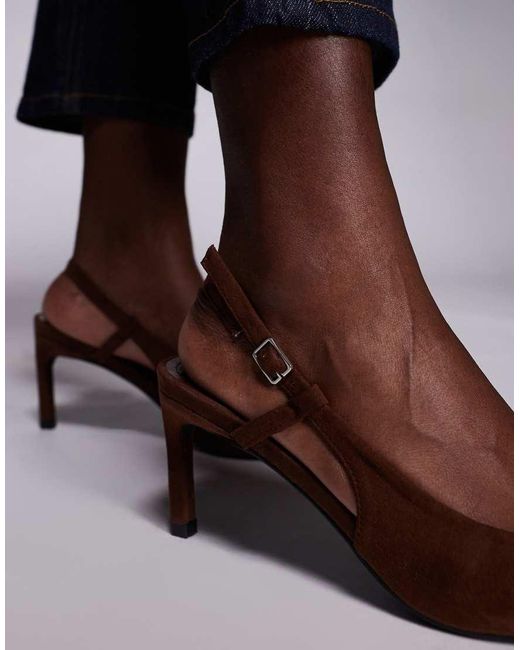 Public Desire Blue Salsa Sling Back Kitten Heels