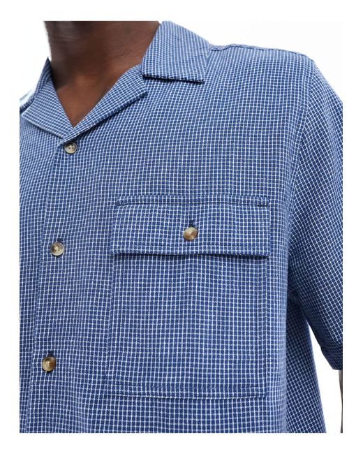 Chemise d'ensemble coupe ample décontractée à carreaux avec col à revers ASOS pour homme en coloris Blue