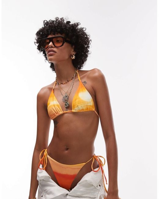 TOPSHOP Brown Cyprus Triangle Sunset Print